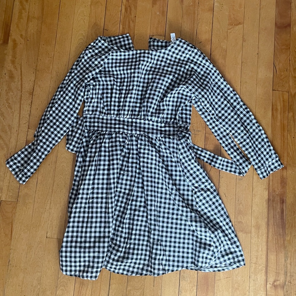 Long Sleeve Cotton Gingham Dress